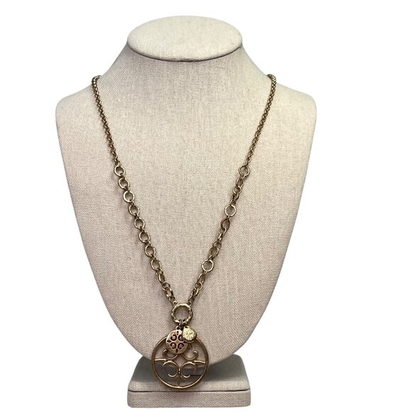 St Magnus Cross Celtic Pendant Necklace Gold Tone Dangle Charms 32" - Picture 1 of 7